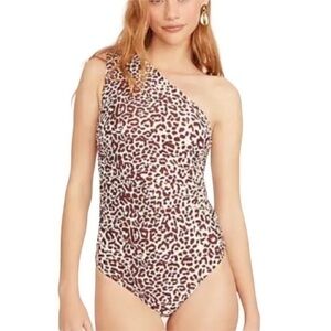 J. Crew Ruched one-shoulder one-piece in leopard NWT | Sz 22